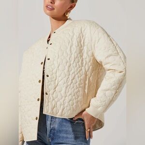 Cream off white quilted daisy bomber jacket Astr the label
